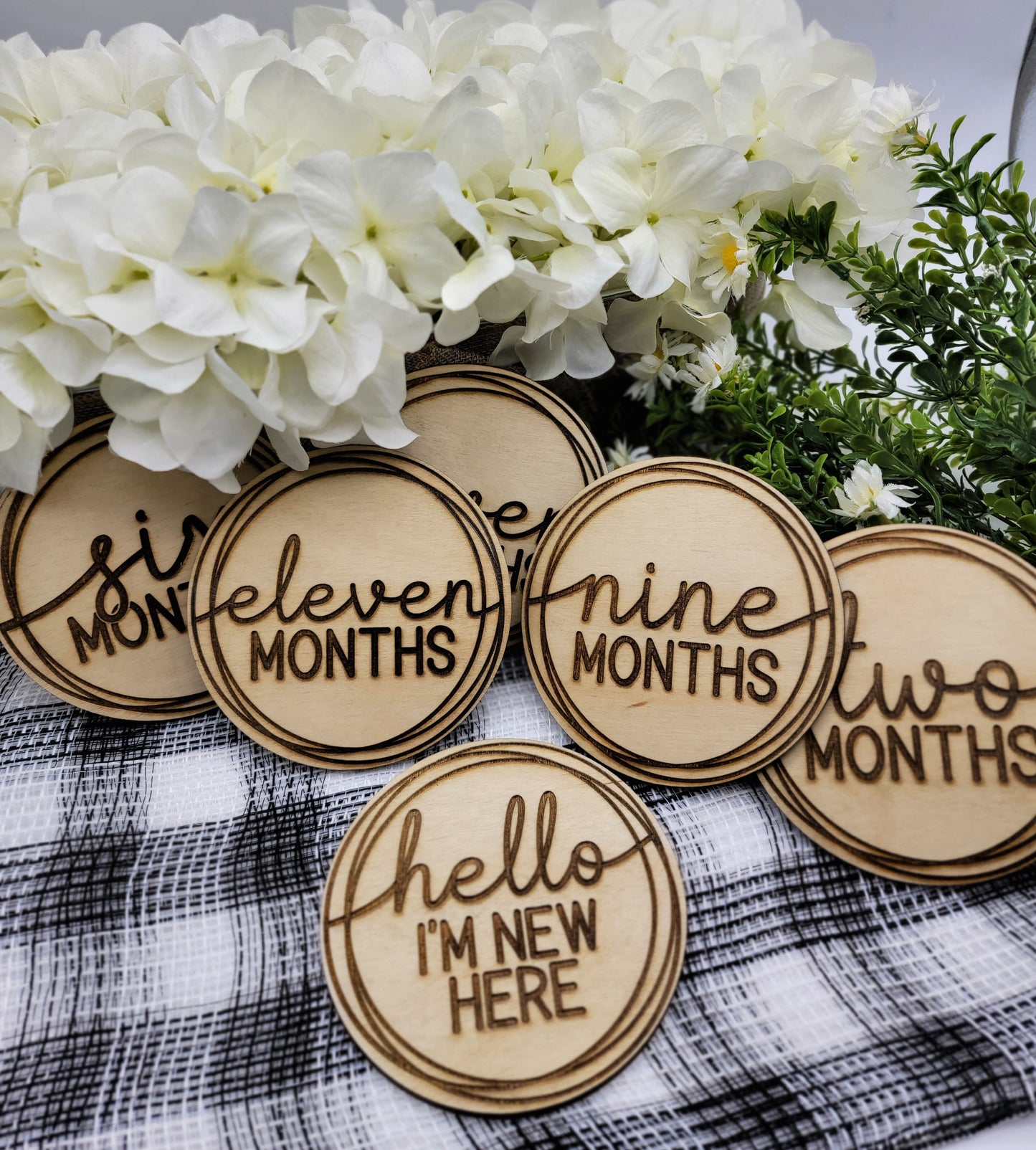 Baby Milestone Round Wood Markers