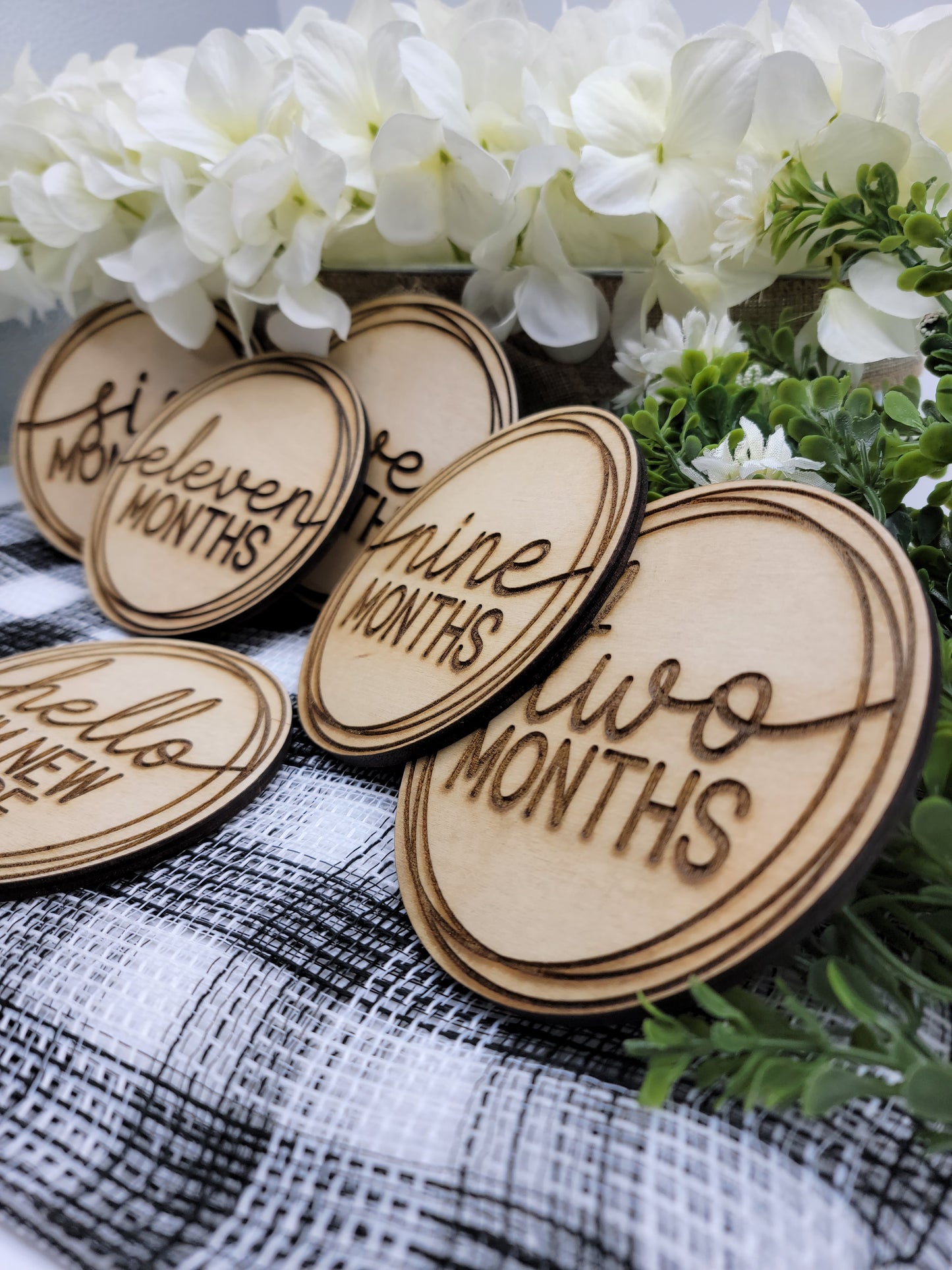 Baby Milestone Round Wood Markers