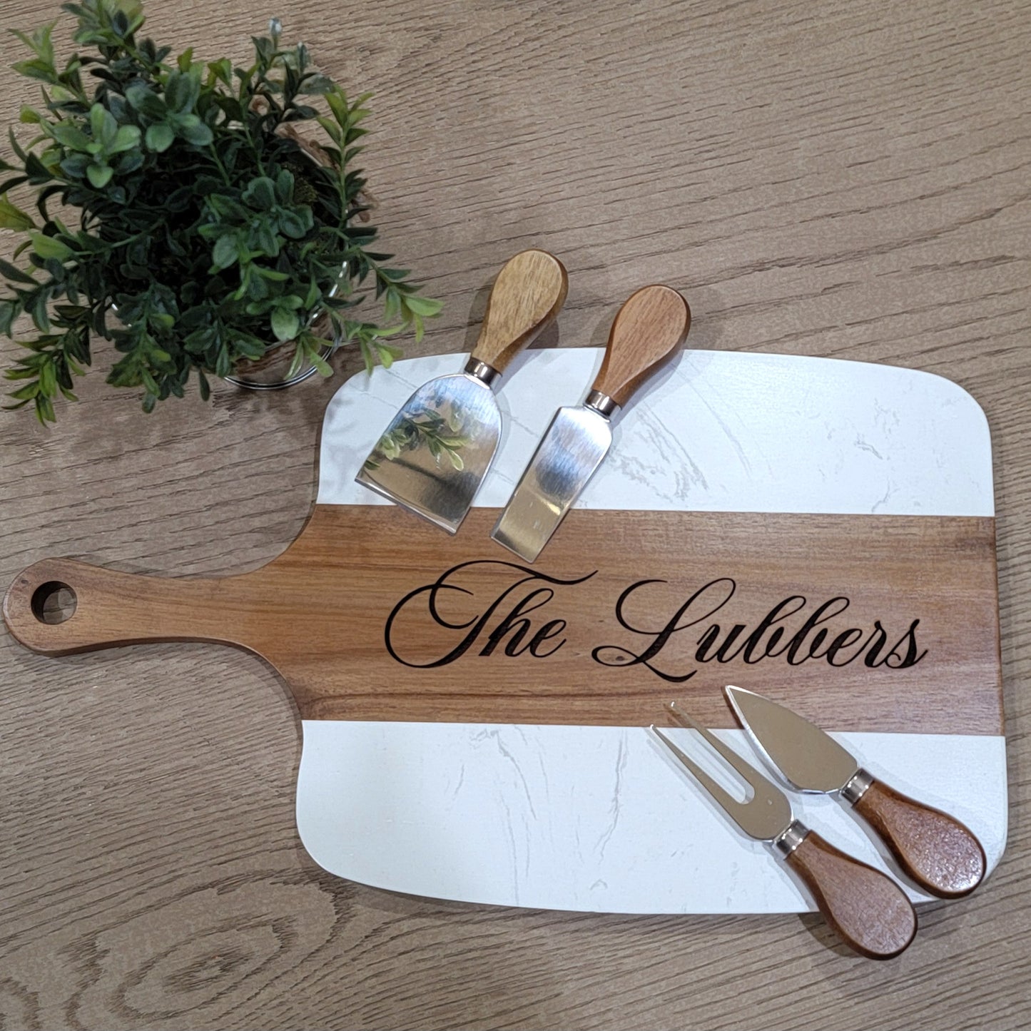 Marble Serving Board with Cheese Knives