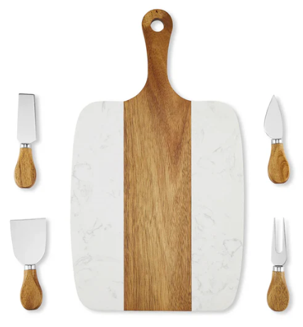 Marble Serving Board with Cheese Knives