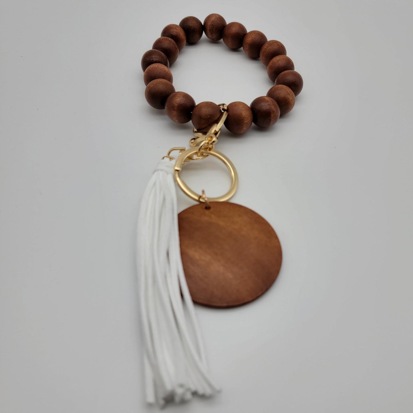 Wooden Bead Wristlets - Suede Tassel