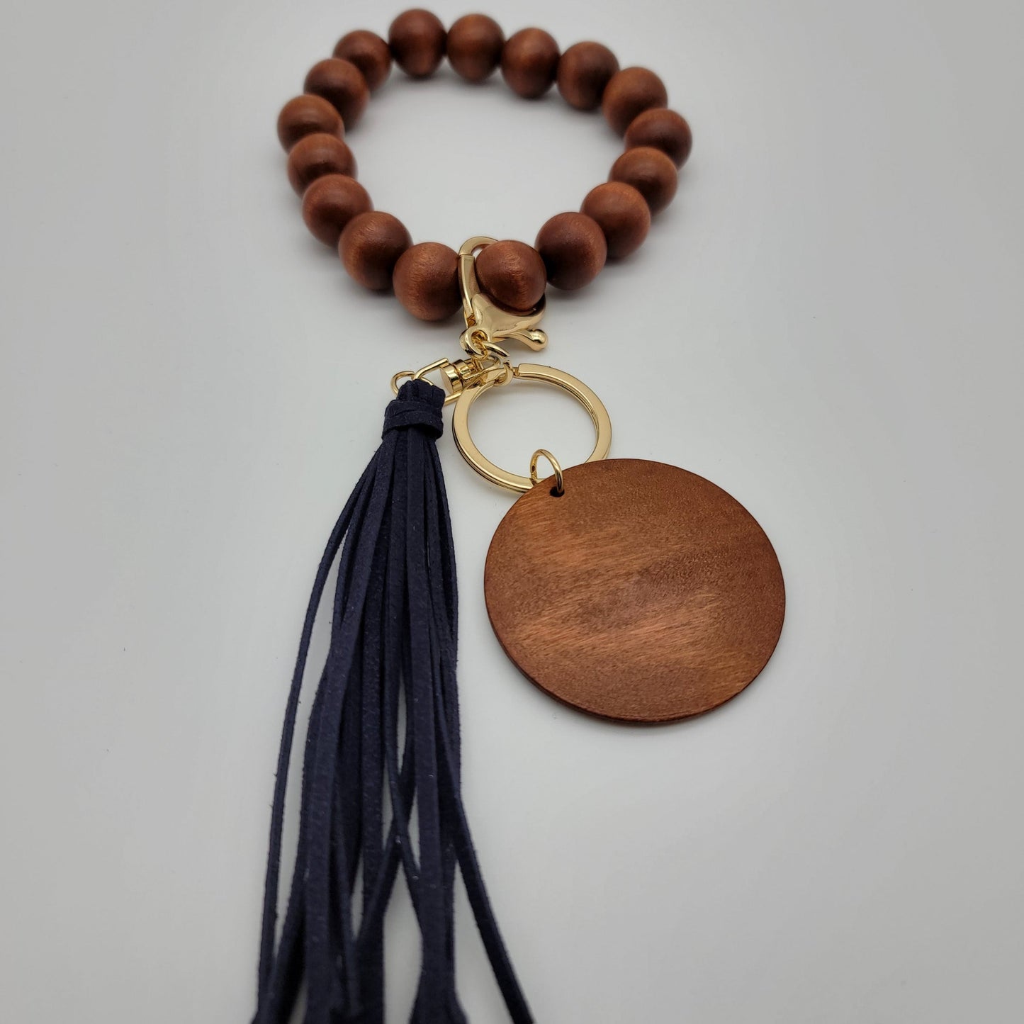 Wooden Bead Wristlets - Suede Tassel