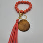 Colored Wooden Beads Wristlet - Suede Tassel