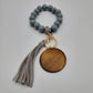Colored Wooden Beads Wristlet - Suede Tassel