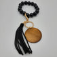 Colored Wooden Beads Wristlet - Suede Tassel