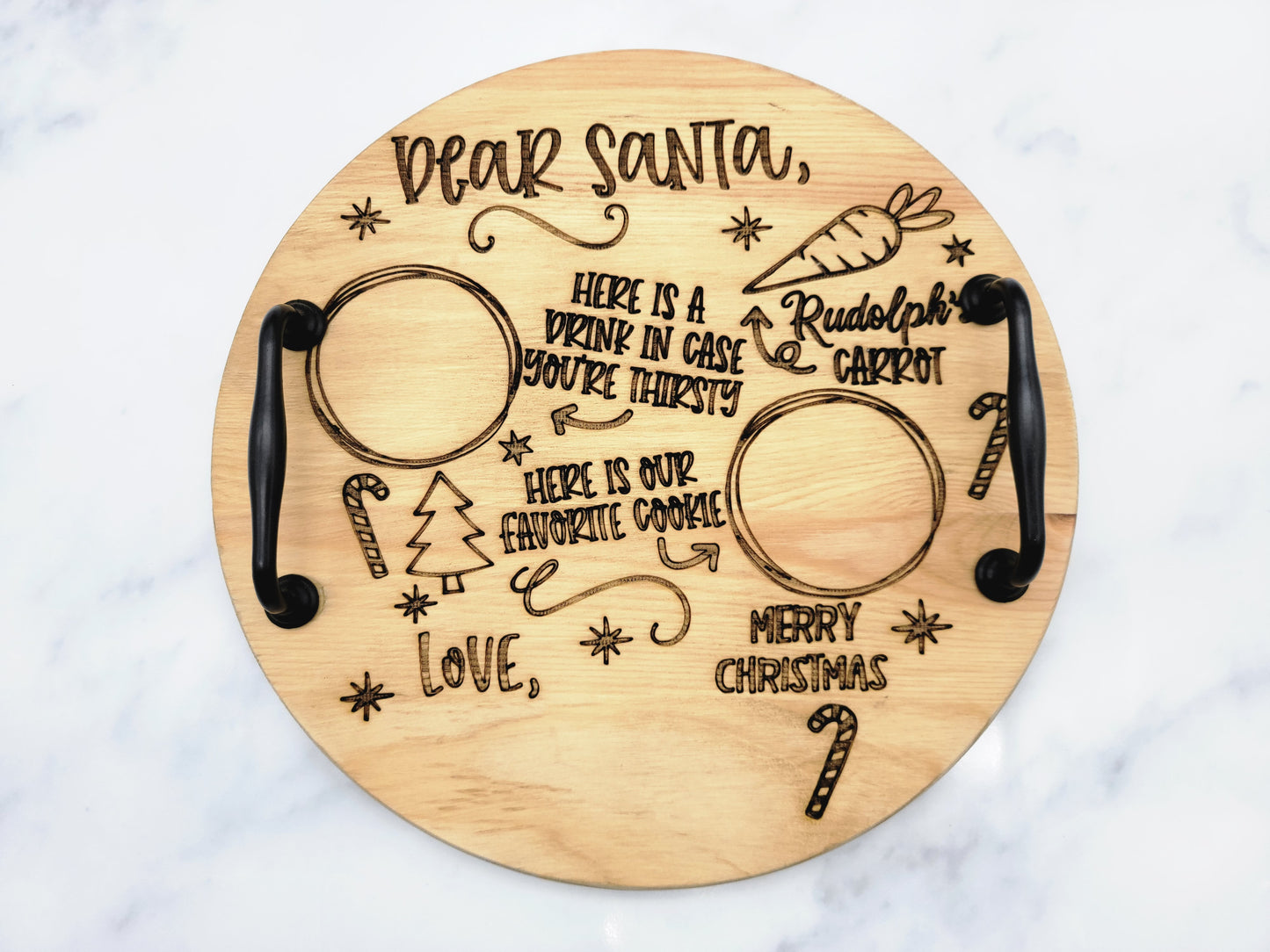 Round Santa Tray with Handles