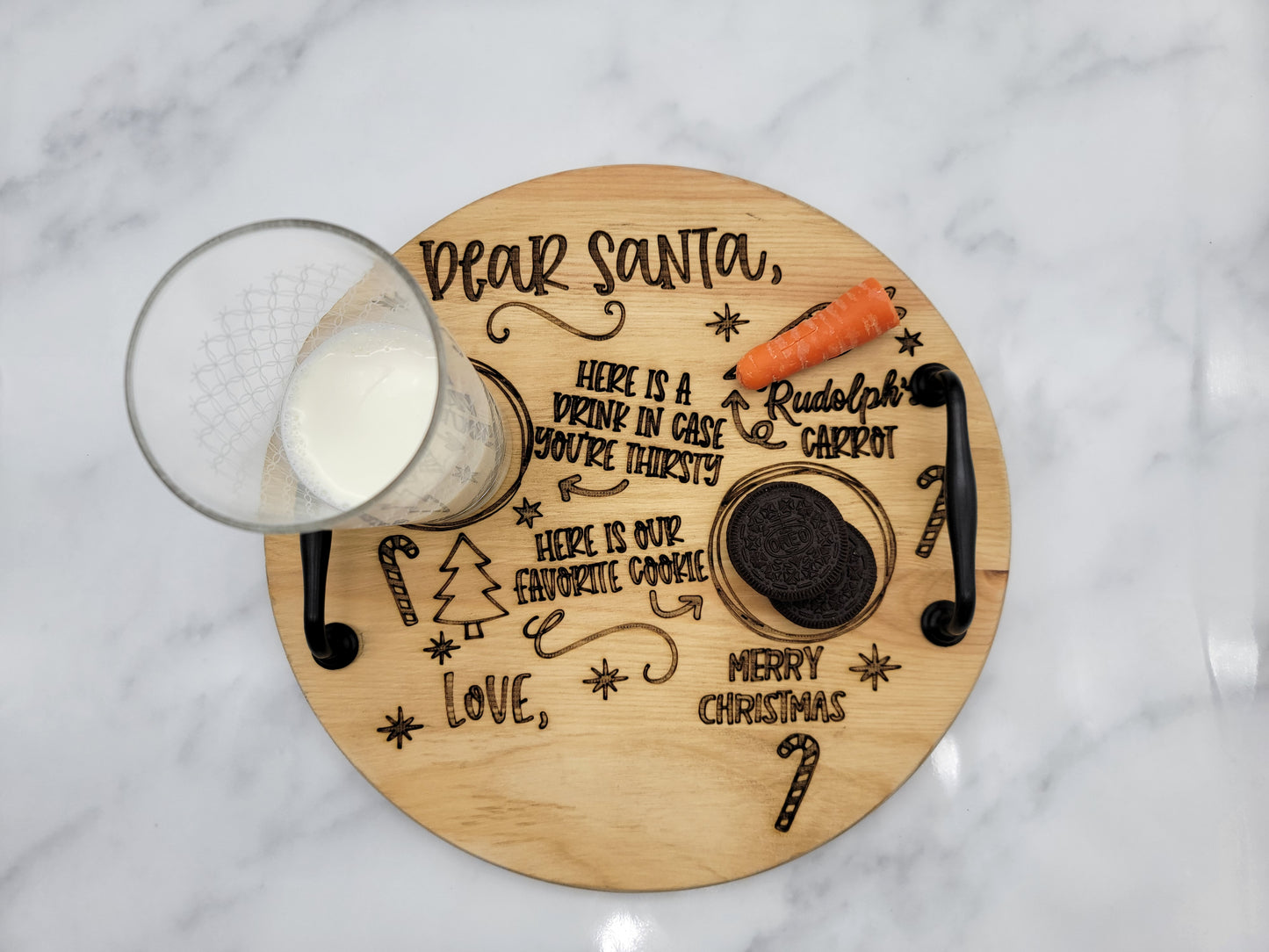 Round Santa Tray with Handles