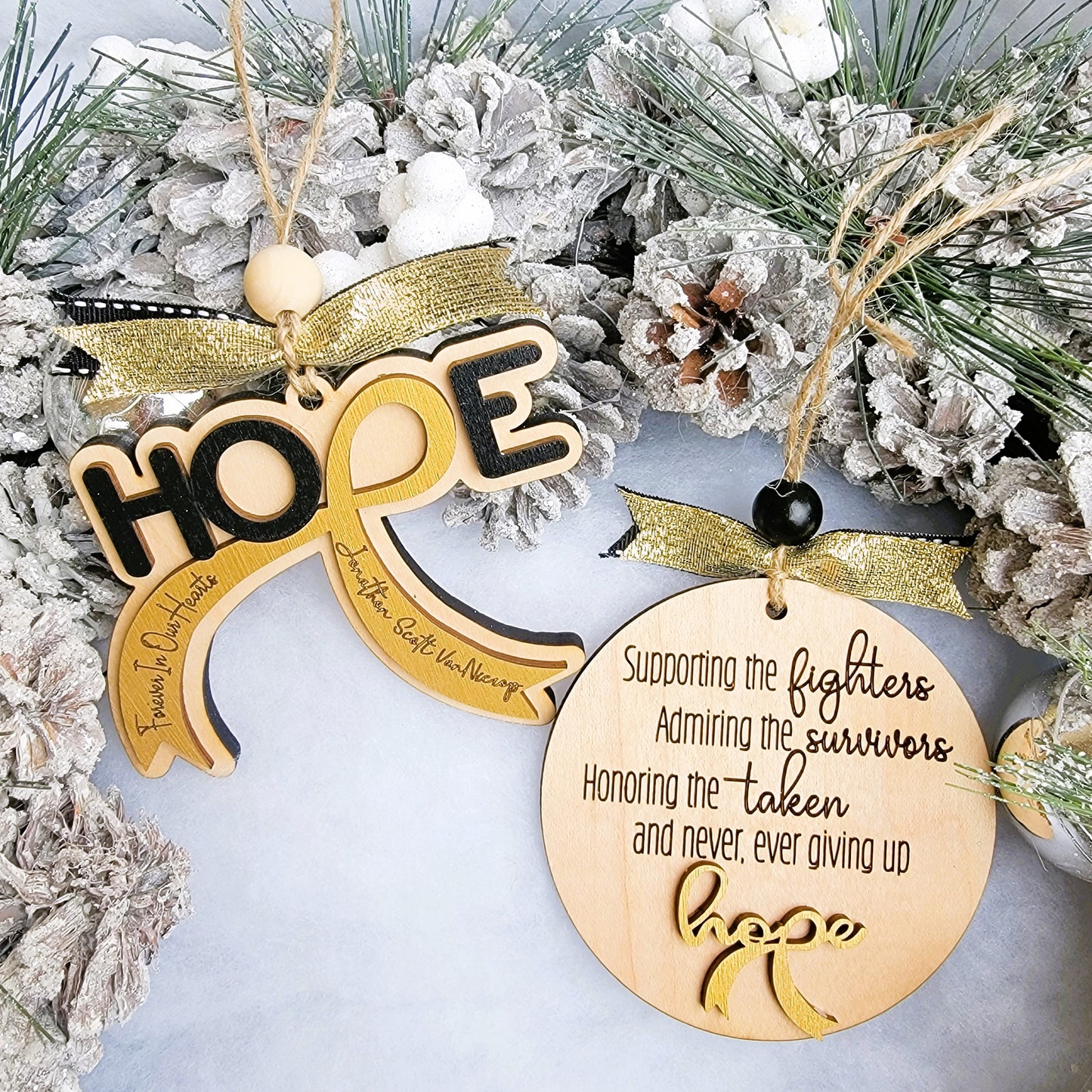 Hope Memorial Cancer Ornament or Fighter, Survivor, Taken Ornament