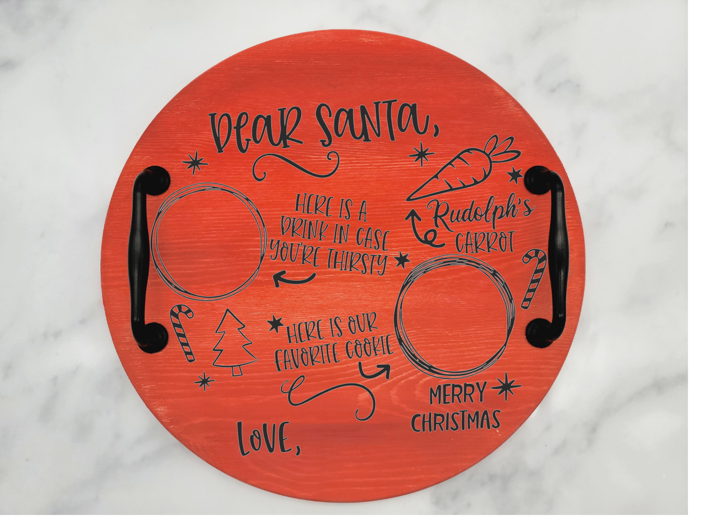 Round Santa Tray with Handles